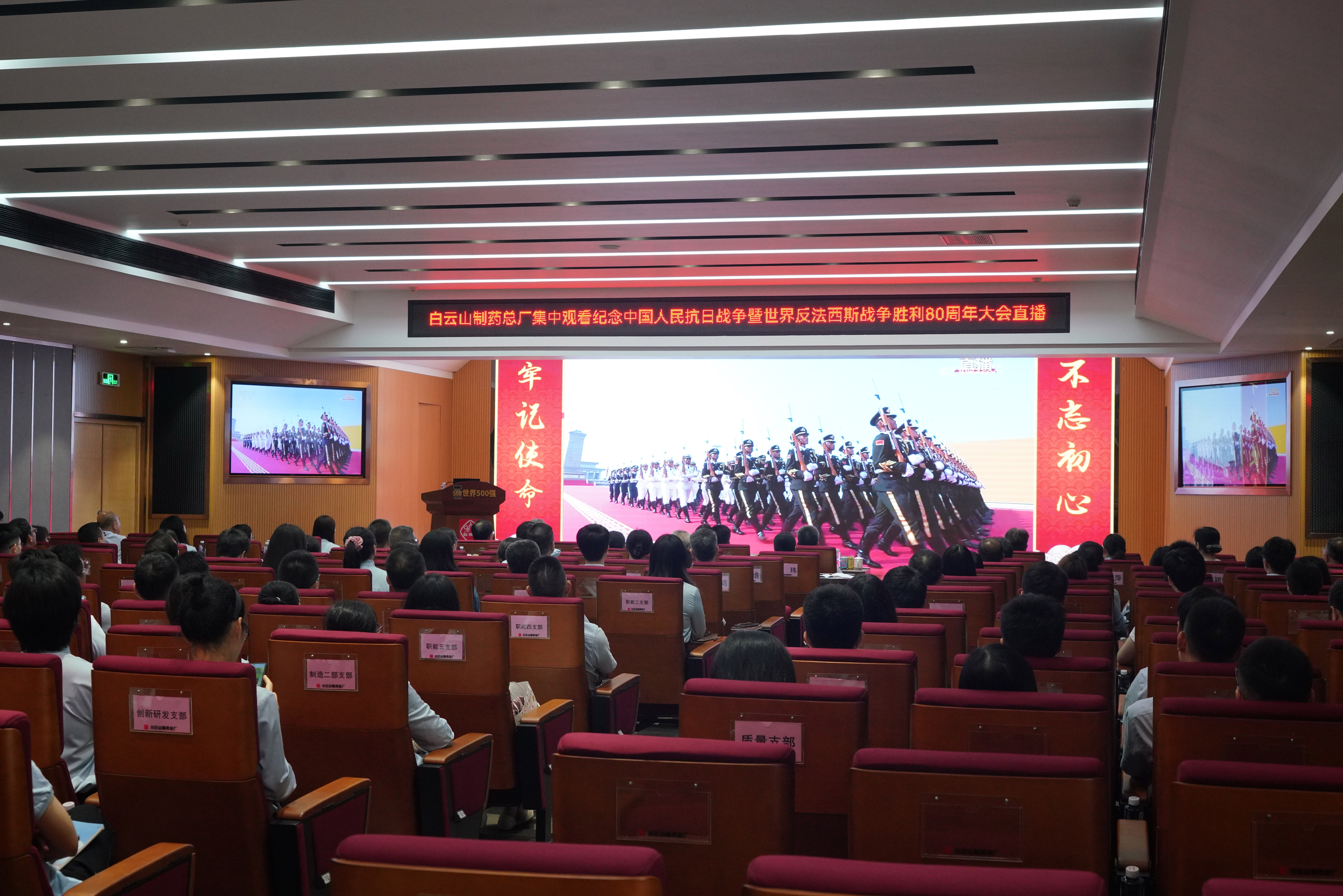 白云山制藥總廠組織集中觀看紀(jì)念中國人民抗日戰(zhàn)爭暨世界反法西斯戰(zhàn)爭勝利80周年大會